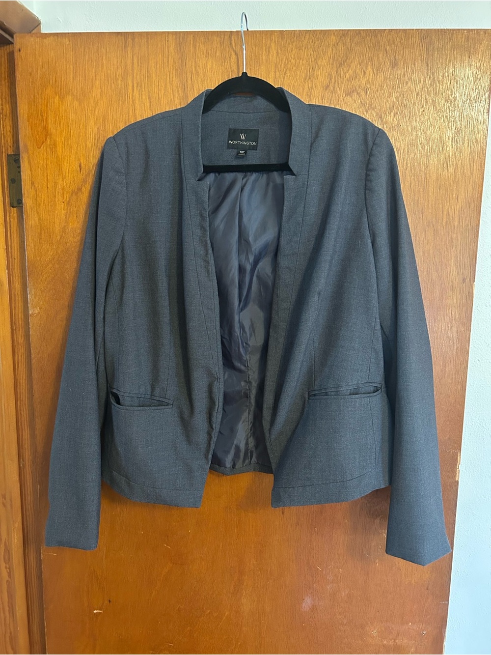 Worthington Charcoal Gray Open-Front Blazer